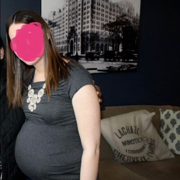 Collection Maternity Dark Heather Gray Spandex Blend Short Sleeve Top - Small - Picture 5 of 8